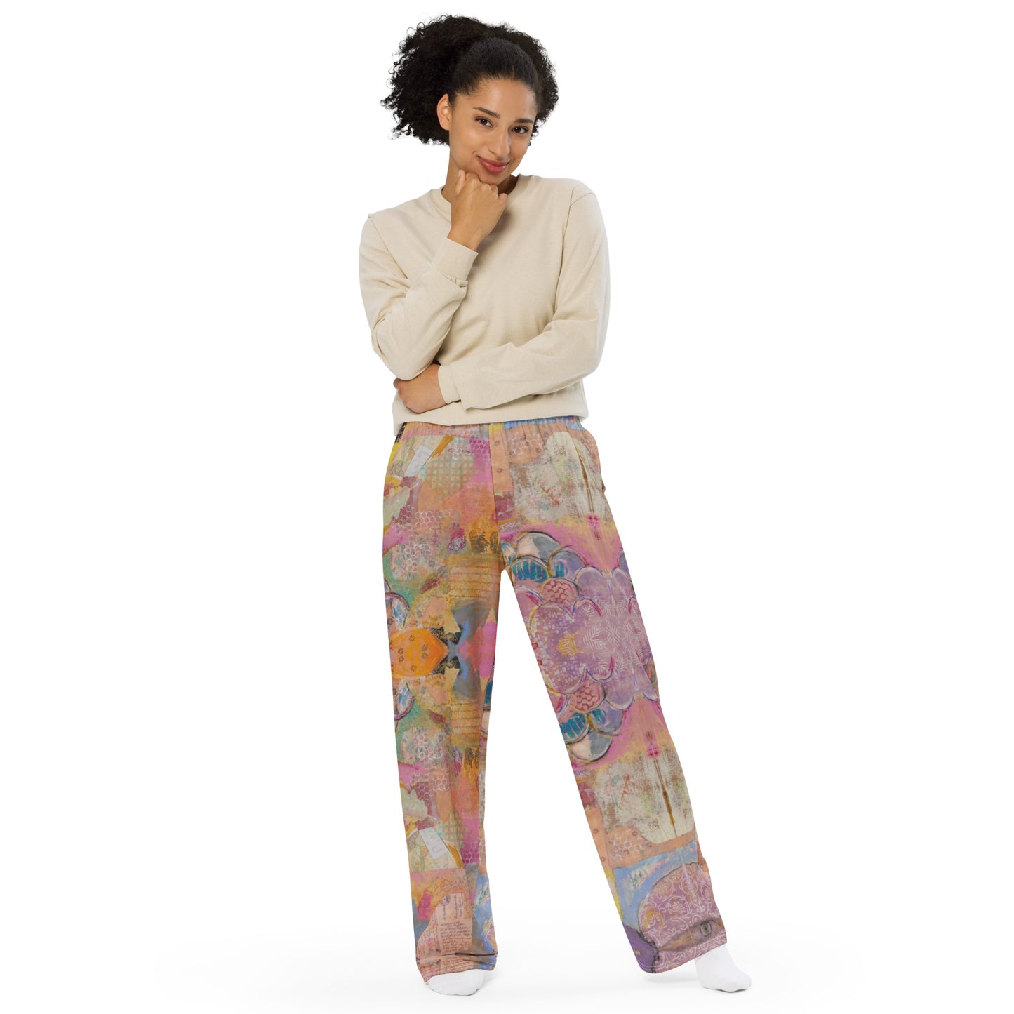 All-over print unisex wide-leg pants