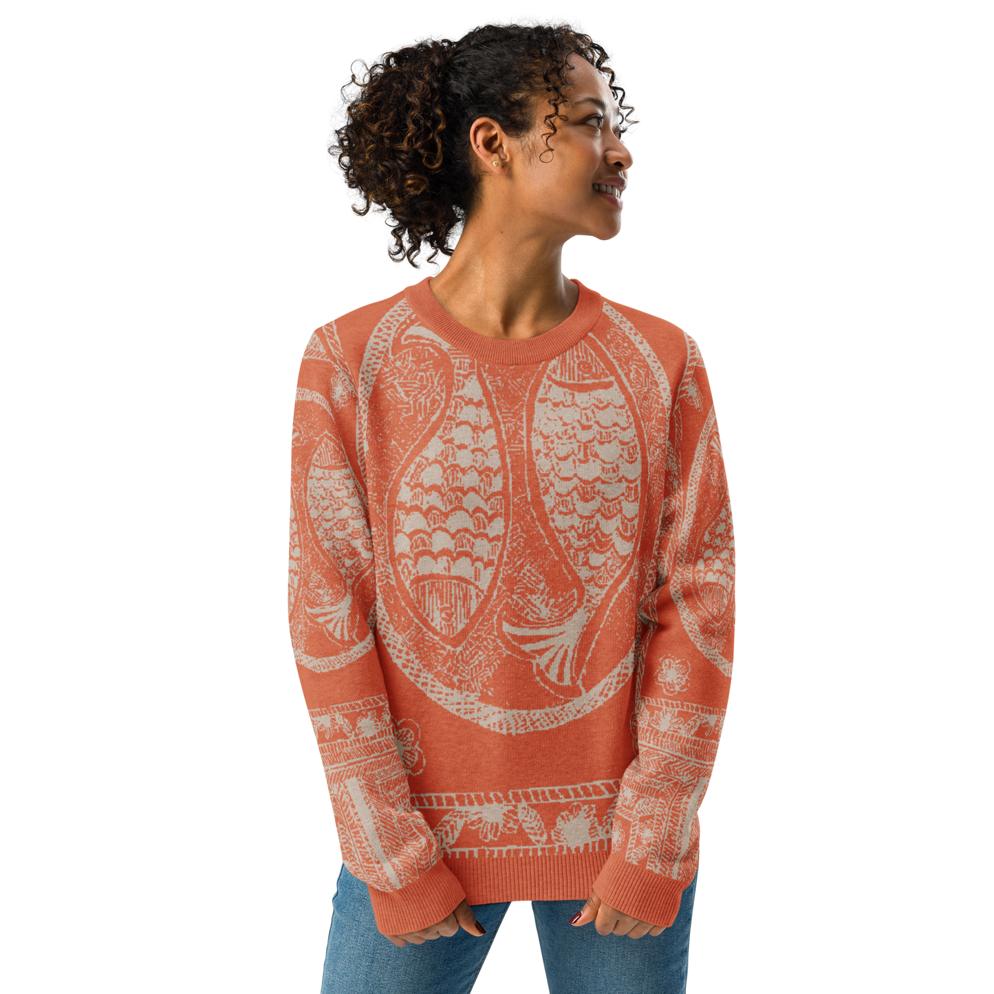 Knitted crew neck sweater