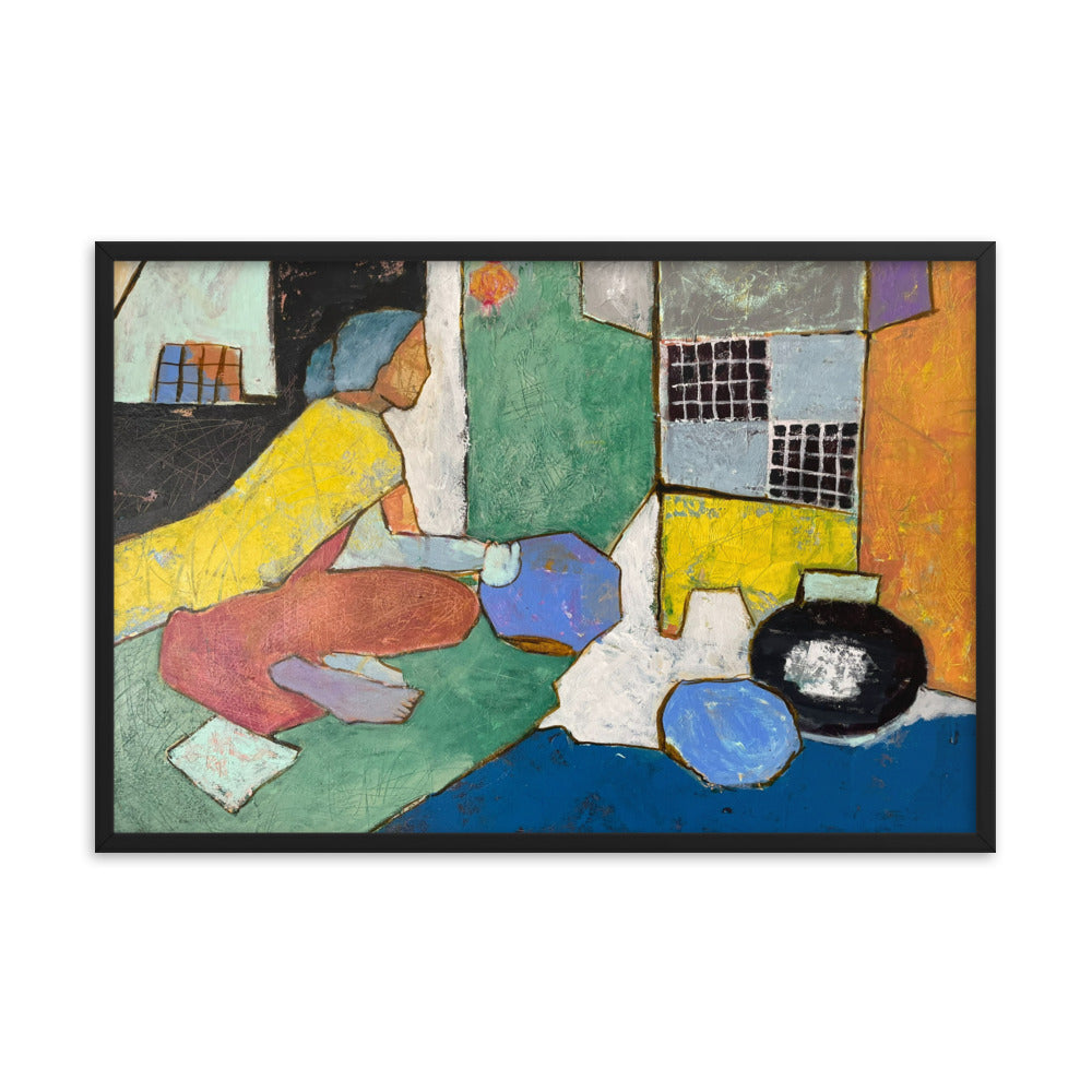 The Cleaning Lady Print framed